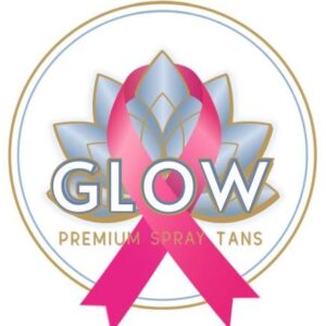 glow spray tan logo with pink ribbon cropped