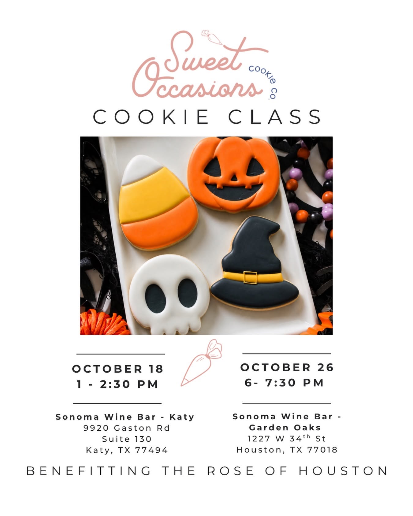 Sweet Occasions Cookie Classes 10/26 (Garden Oaks) 26 sweet occasions cookie class flyer